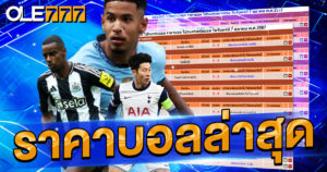 ราคาบอลล่าสุด อัพเดททุกวัน 24 ชั่วโมงที่ OLE777